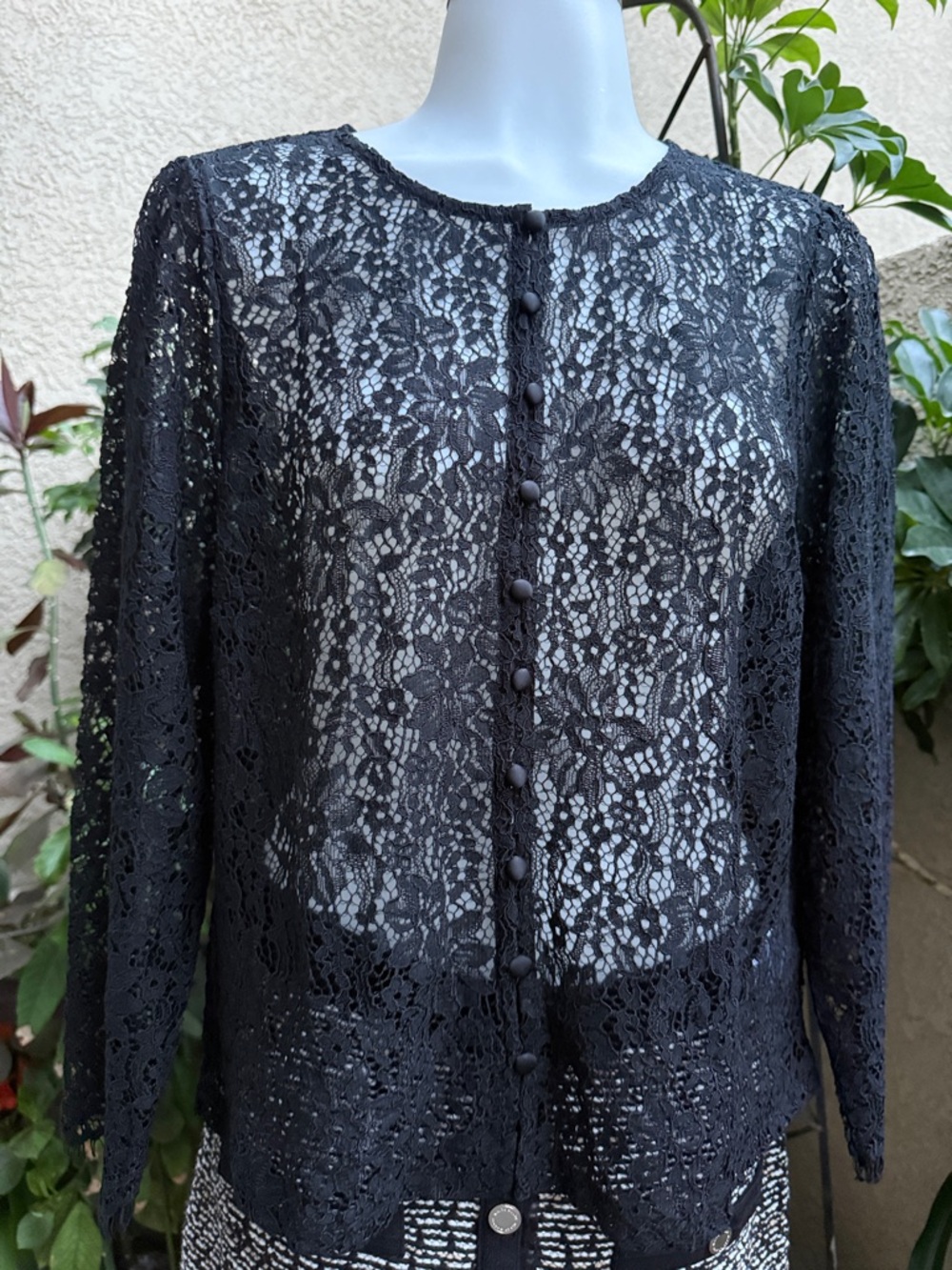 New GAP Black Rayon Lace Button-Front Cardigan